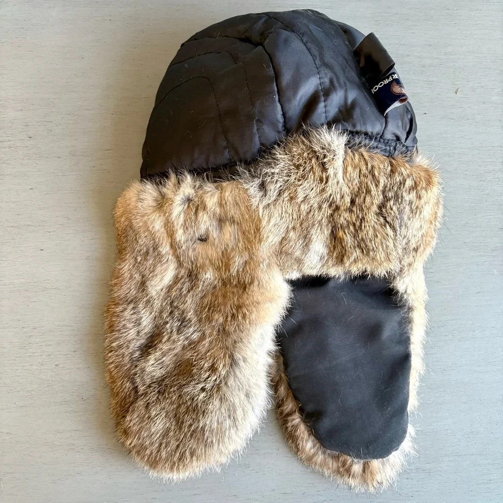 Weatherproof Kids Bomber Tapper Hat Rabbit Fur-Lined Trapper YOUTH Medium